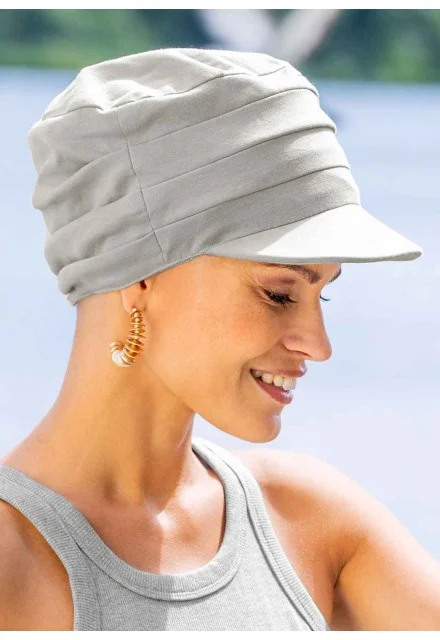 Kopftuch Belle Madame Sommerkappe 930-22 Light Grey Lichtschutzfaktor 50+ sicht  von der seite.