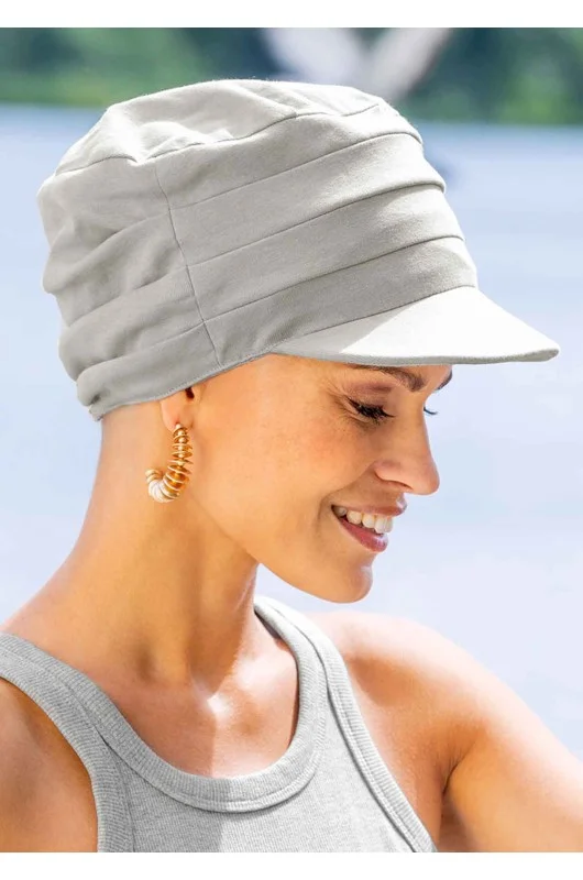 Kopftuch Belle Madame Sommerkappe 930-22 Light Grey Lichtschutzfaktor 50+ sicht von der seite. Kopftuch Belle Madame Sommerkappe 930-22 Light Grey Lichtschutzfaktor 50+ sicht von der seite.