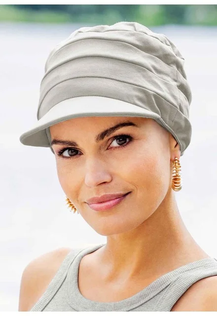 Kopftuch Belle Madame Sommerkappe 930-22 Light Grey Lichtschutzfaktor 50+ sicht  von  vorne.