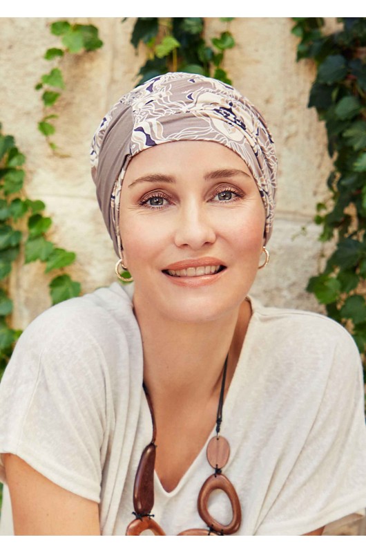 Kopftuch Christine: Amia Turban Printed Beige Ornaments Kopftuch Christine: Amia Turban Printed Beige Ornaments