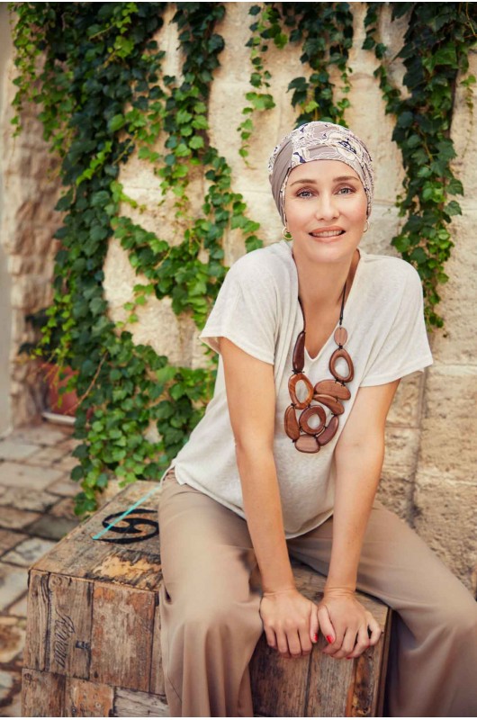 Kopftuch Christine: Amia Turban Printed Beige Ornaments
