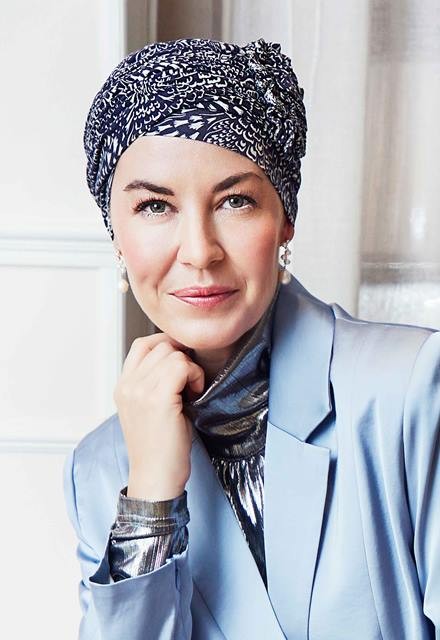 Τουρμπάνι Christine: HocLotus Turban Printed Floating Navy
