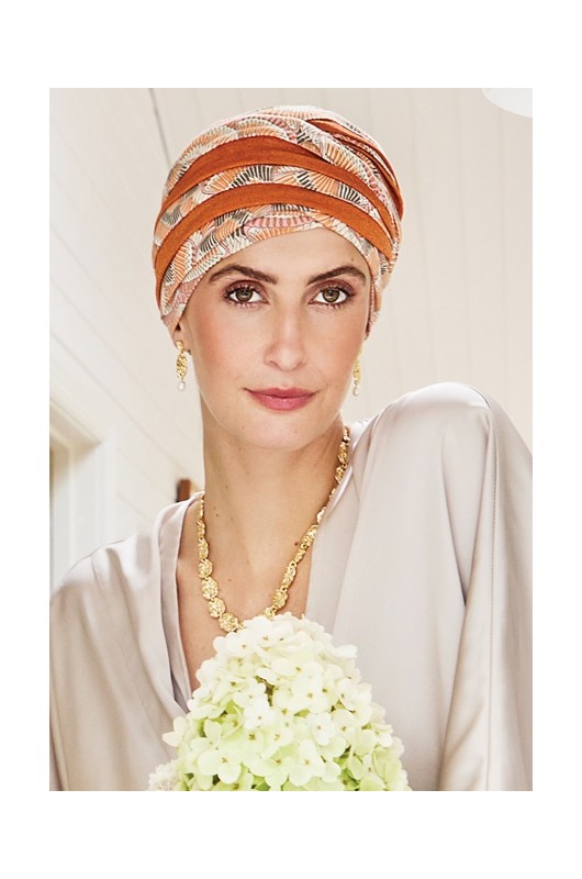 Kopftuch Christine: HocShanti Turban w/Print Orange Elements