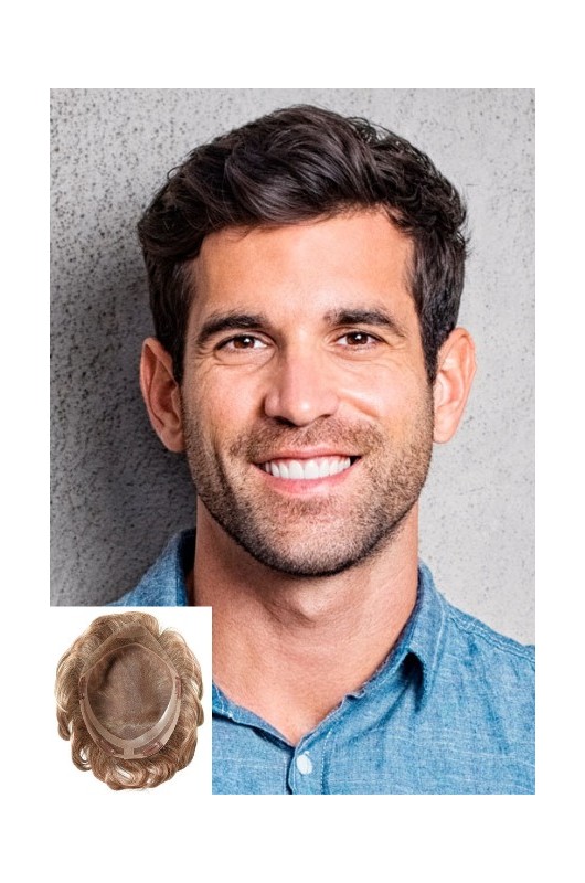 Herren-Toupet aus Synthetikhaar mit Monofilament-Basis und Hollywood Front für ein natürliches Ergebnis,