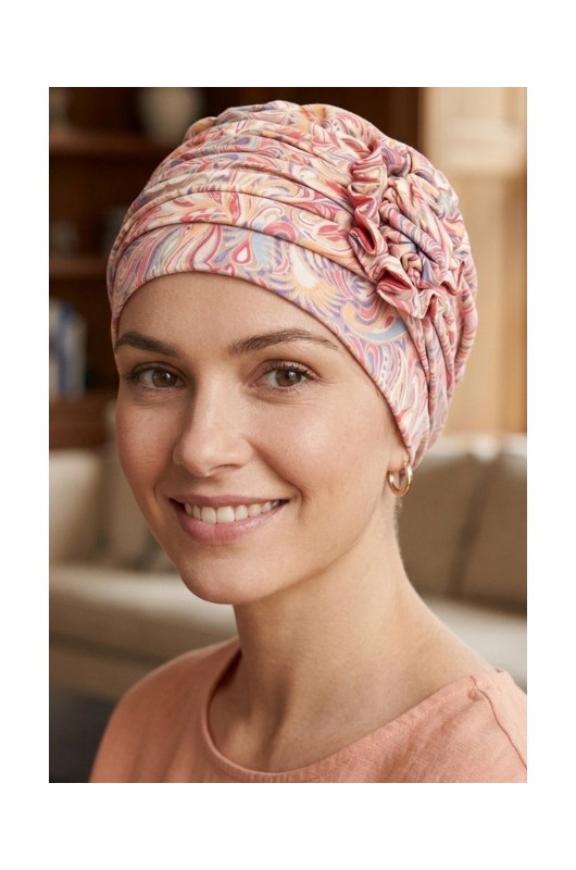 Τουρμπάνι Χημειοθεραπείας Christine: Lotus Turban Printed Energetic Flowers