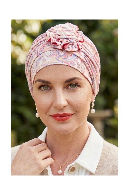 Τουρμπάνι Χημειοθεραπείας Christine: Lotus Turban Printed Energetic Flowers