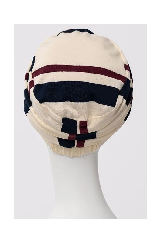 Τουρμπάνι Christine HocElma Brown Stripes πλάγια όψη